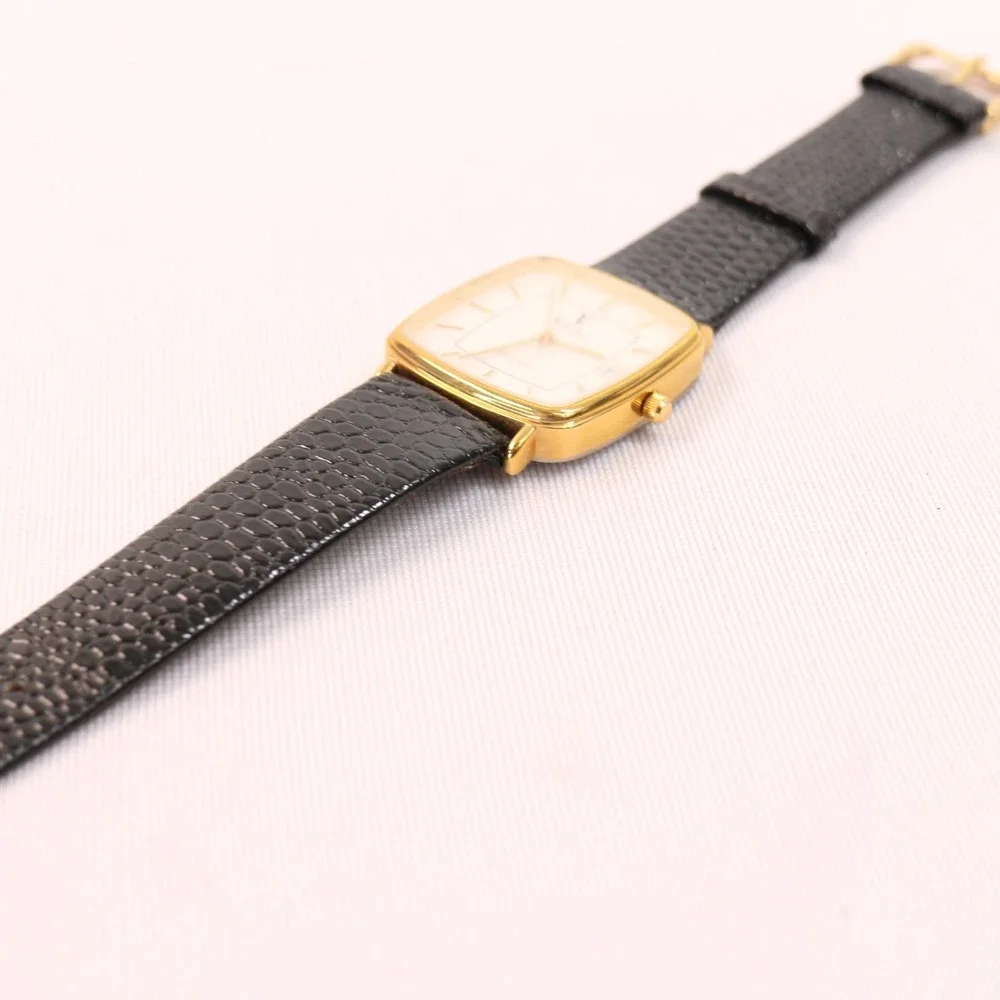 Vintage 1980s VALENTINO Roberto New Old Stock Tank Gold Plated Quartz 25mm Watch